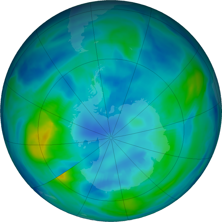 Antarctic ozone map for 12 April 2017